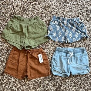 Set of Four Toddler 3T‎ Casual Shorts in Green, Blue, and Brown
